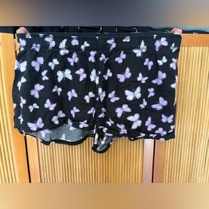 PINK Victoria's Secret Black Sleepwear with Pink/Purple Butterflies